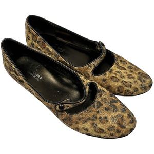 Donald Pliner Couture Mary Jane Flats Leopard Print Shoes Women's 9.5 M